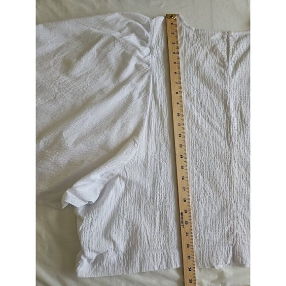 Levi's Blouse Womens 3X White Seersucker Boxy 3/4 Sleeve Slouchy Button Oversize - Picture 9 of 16